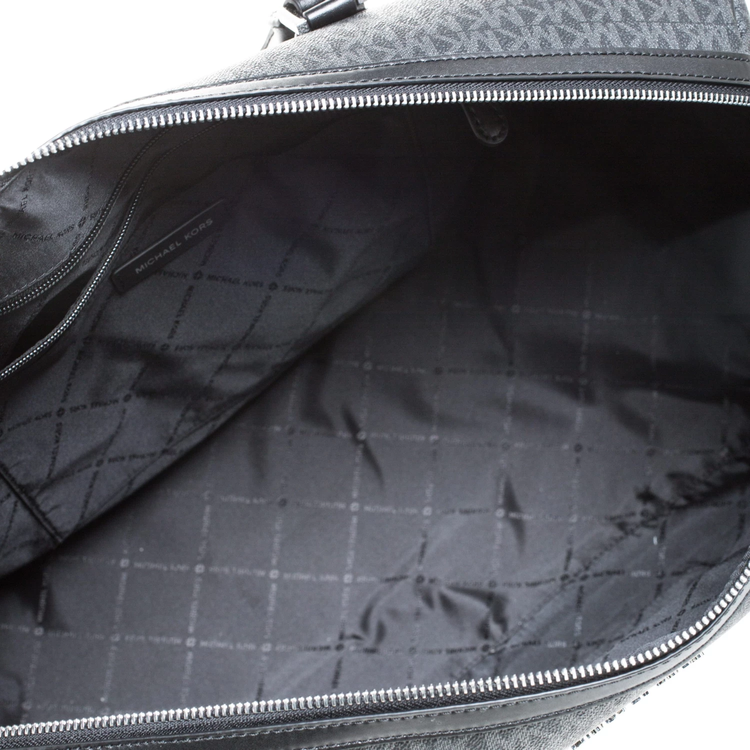 Michael Kors Black Signature Coated Canvas XL Travel Duffle Bag For Men - Image 7