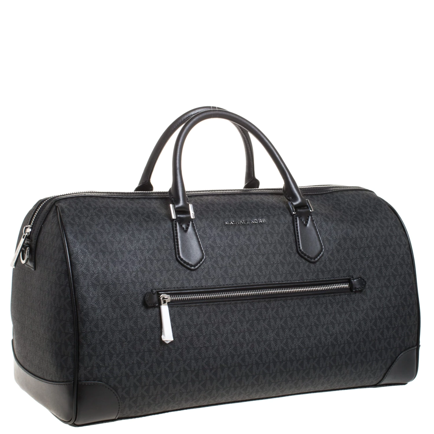 Michael Kors Black Signature Coated Canvas XL Travel Duffle Bag For Men - Image 3