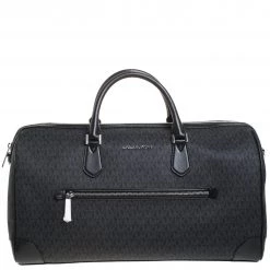 Michael Kors Black Signature Coated Canvas XL Travel Duffle Bag For Men