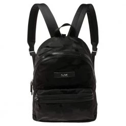 Michael Kors Black Camouflage Nylon And Leather Kent Backpack For Men