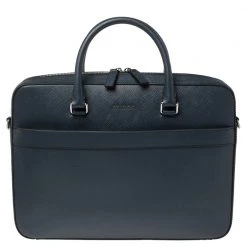 Michael Kors Navy Blue Leather Harrson Briefcase For Men