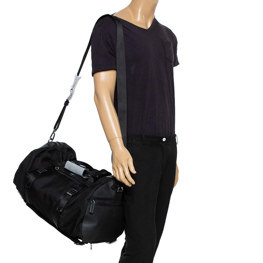 Michael Kors Black Nylon And Leather Kent Sport Convertible Backpack To Duffel Bag For Men - Image 2