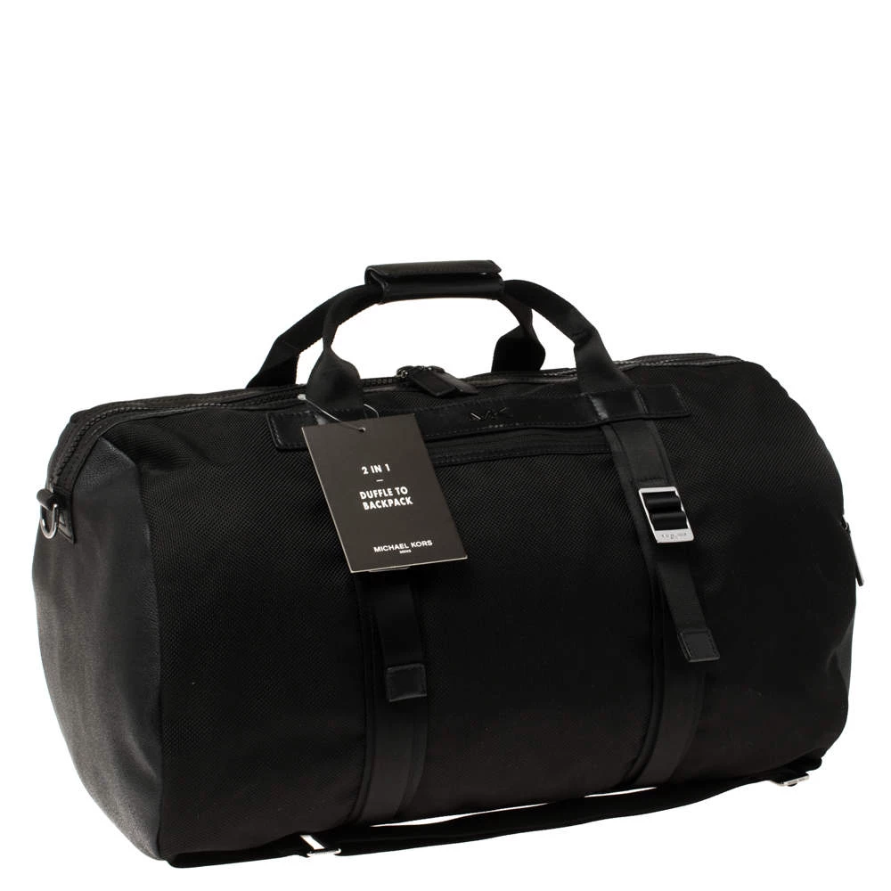 Michael Kors Black Nylon And Leather Kent Sport Convertible Backpack To Duffel Bag For Men - Image 3