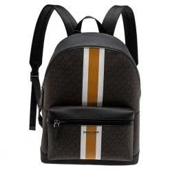 Michael Kors Brown/Black Signature Coated Canvas Cooper Backpack For Men