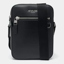 Michael Kors Black Leather Henry Flight Messenger Bag For Men