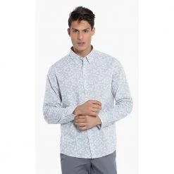Michael Kors Grey Slim Fit Stretch Floral Print Long Sleeves Shirt S For Men