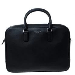 Michael Kors Black Leather Russel Briefcase For Men