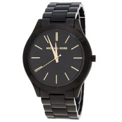 Michael Kors Black PVD Coated Steel Slim Runway MK221 Men's Wristwatch 42 Mm For Men