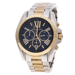 Michael Kors Rose Blue Two Tone Steel Bradshaw Chronograph MK5976 Men's Wristwatch 43 Mm For Men