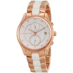 Michael Kors White Rose Gold Plated Steel Briar MK6467 Men's Wristwatch 40MM For Men