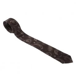 Michael Kors Brown Paisley Pattern Silk Jacquard Classic Tie For Men