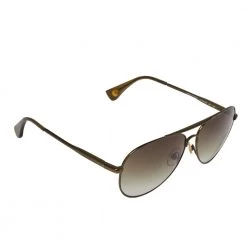 Michael Kors Bronze Tone Titanium / Green Gradient MKS720 Aviator Sunglasses For Men