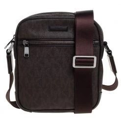 Michael Kors Brown Signature Coated Canvas And Leather Crossbody Bag For Men