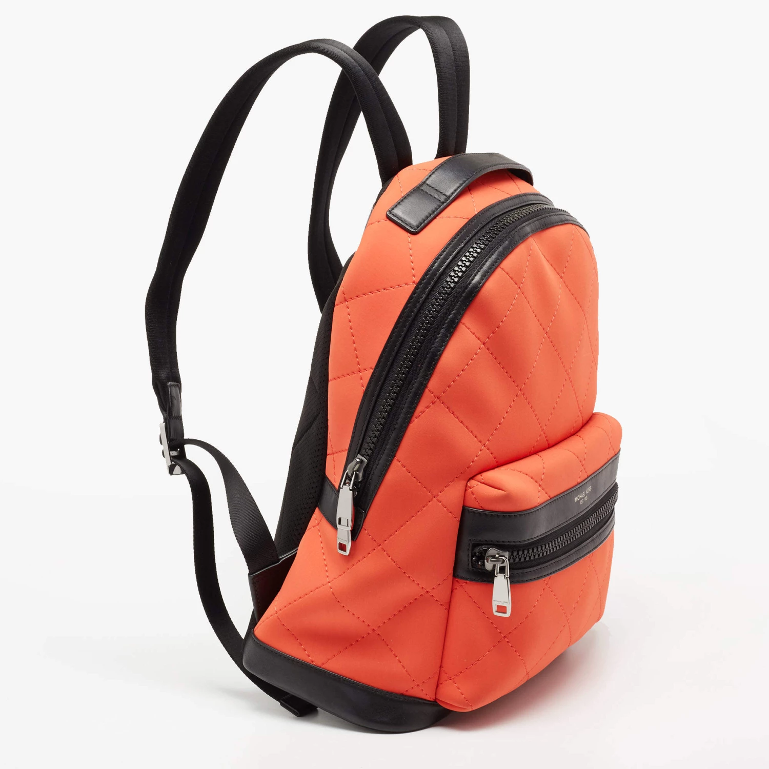 Michael Kors Orange/Black Quilted Neoprene And Leather Odin Backpack For Men - Image 3