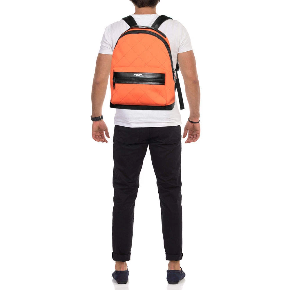 Michael Kors Orange/Black Quilted Neoprene And Leather Odin Backpack For Men - Image 2
