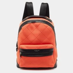 Michael Kors Orange/Black Quilted Neoprene And Leather Odin Backpack For Men