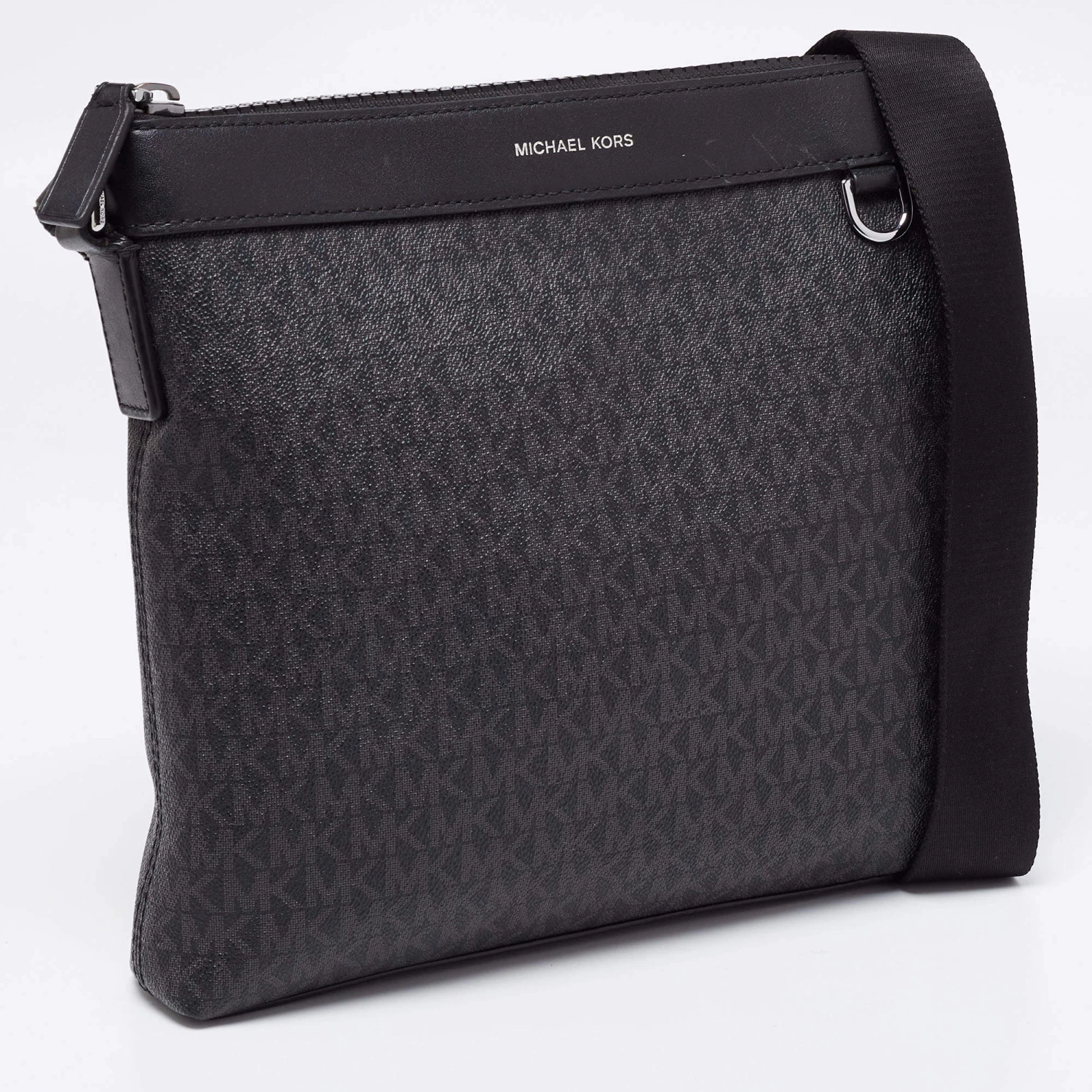 Michael Kors Black Signature Coated Canvas And Leather Greyson Messenger Bag For Men - Image 3