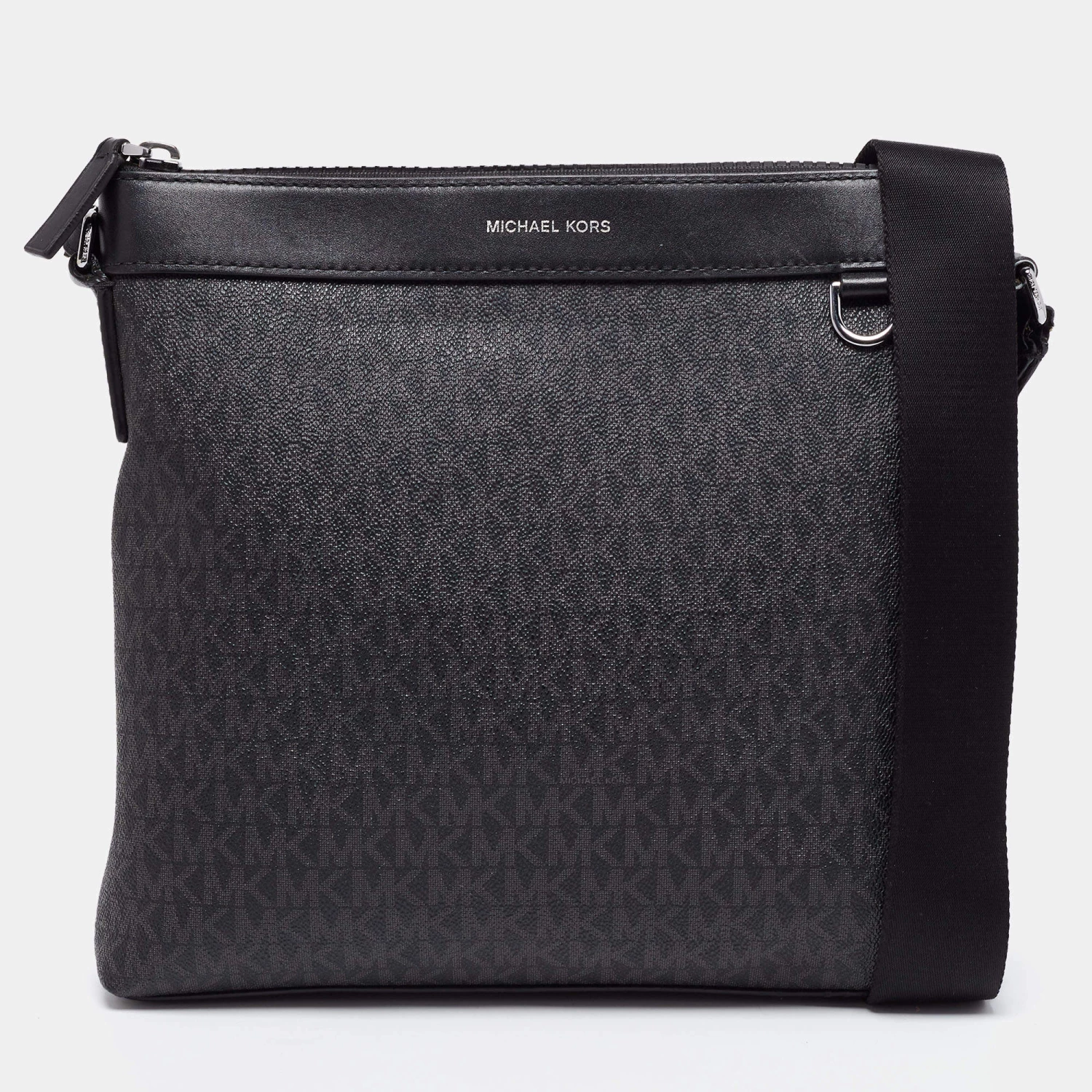 Michael Kors Black Signature Coated Canvas And Leather Greyson Messenger Bag For Men