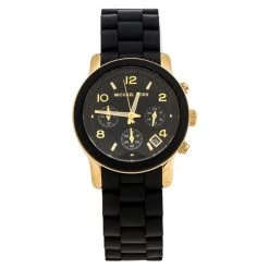 Michael Kors Black Gold Plated Steel Runway MK5191 Men's Wristwatch 39 Mm For Men