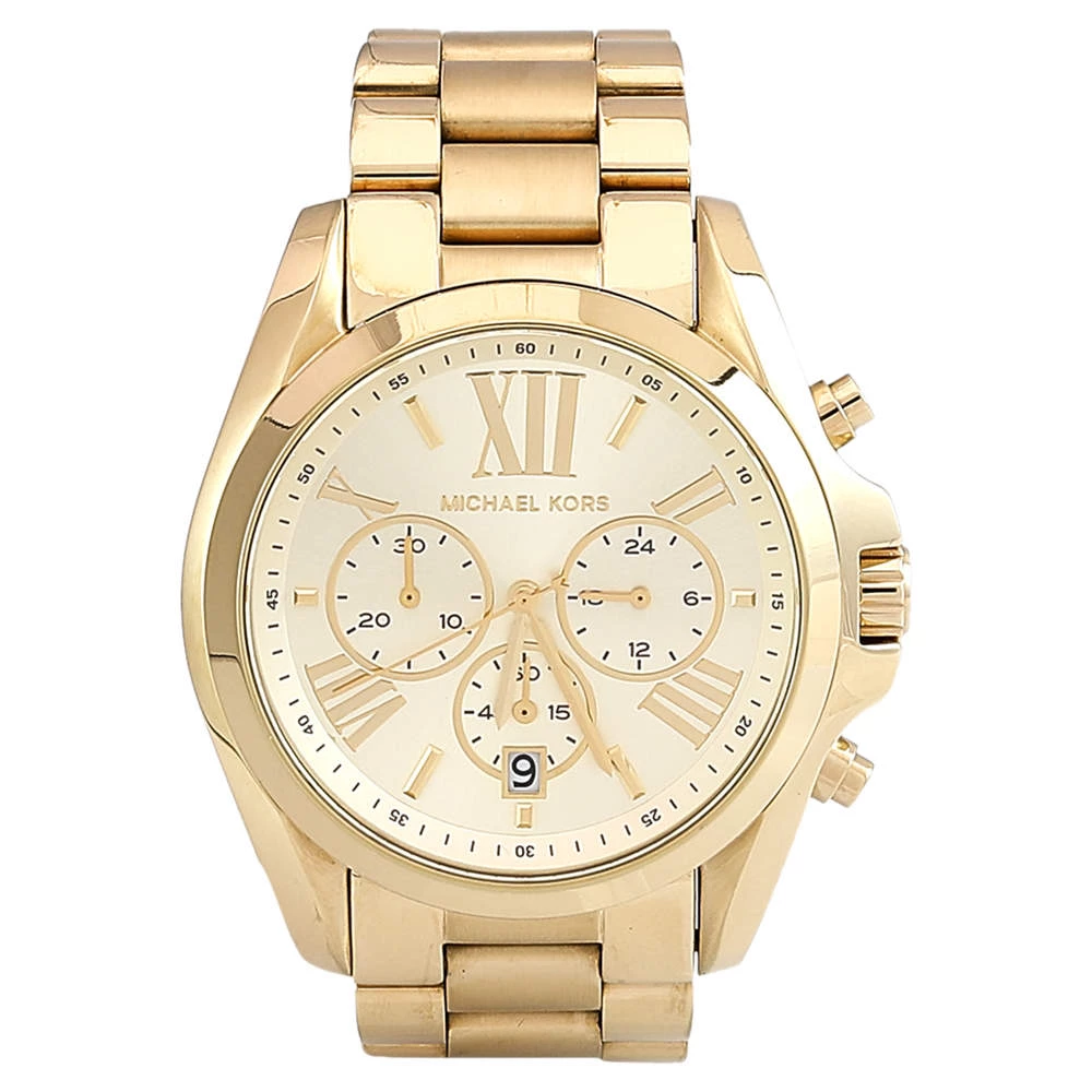 Michael Kors Yellow Gold Plated Stainless Steel Bradshaw MK5605 Men's Wristwatch 43 Mm For Men