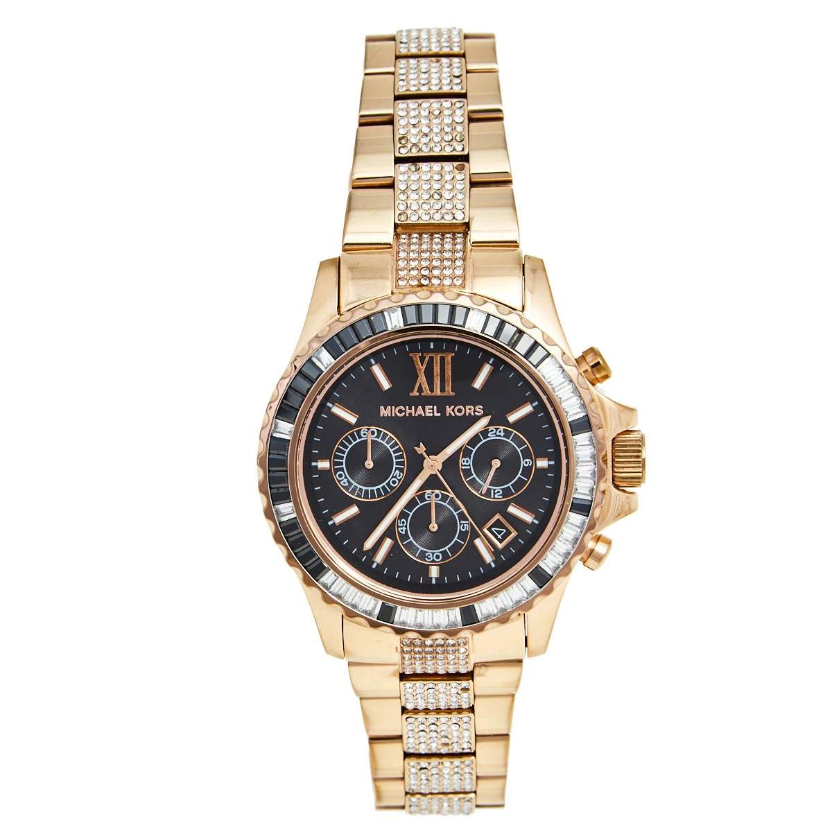 Michael Kors Black Rose Gold Plated Stainless Steel Everest MK5875 Women's Wristwatch 42 Mm For Men