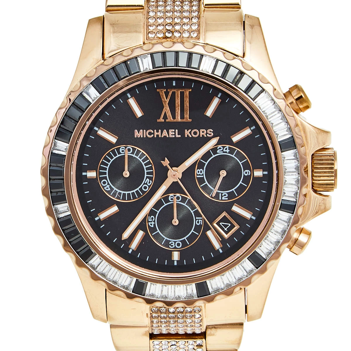 Michael Kors Black Rose Gold Plated Stainless Steel Everest MK5875 Women's Wristwatch 42 Mm For Men - Image 3