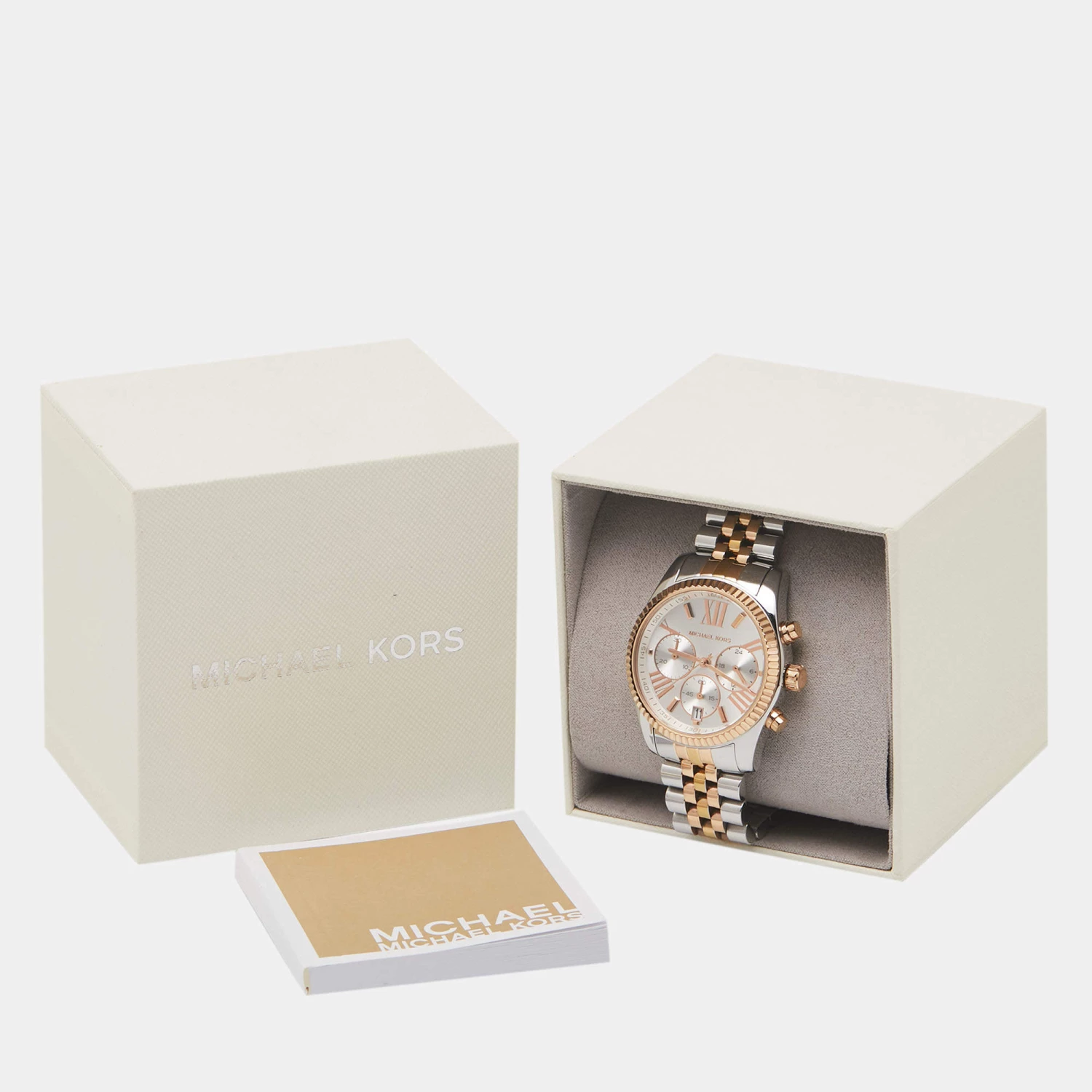 Michael Kors Silver Three-Tone Stainless Steel Lexington MK5735 Women's Wristwatch 38 Mm For Men - Image 9