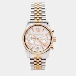 Michael Kors Silver Three-Tone Stainless Steel Lexington MK5735 Women's Wristwatch 38 Mm For Men