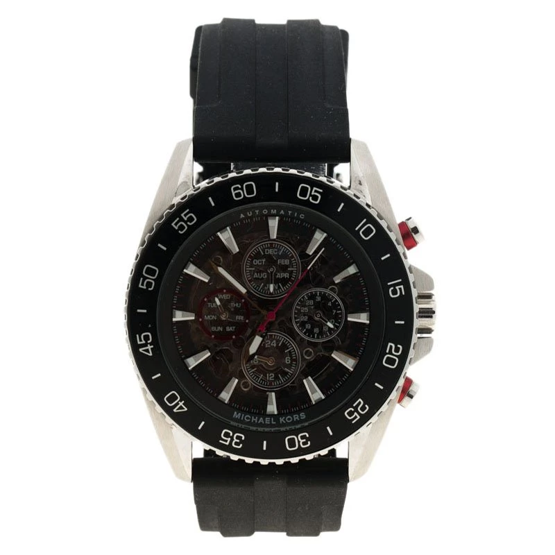 Michael Kors Micheal Kors Black Stainless Steel Jetmaster MK 9013 Skeleton Men's Wristwatch 45MM For Men