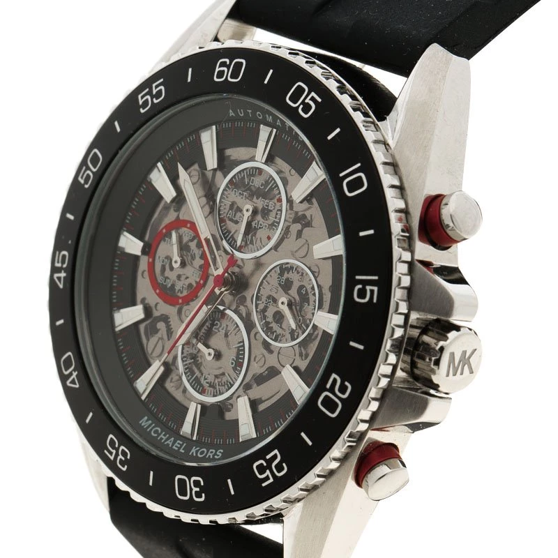 Michael Kors Micheal Kors Black Stainless Steel Jetmaster MK 9013 Skeleton Men's Wristwatch 45MM For Men - Image 2