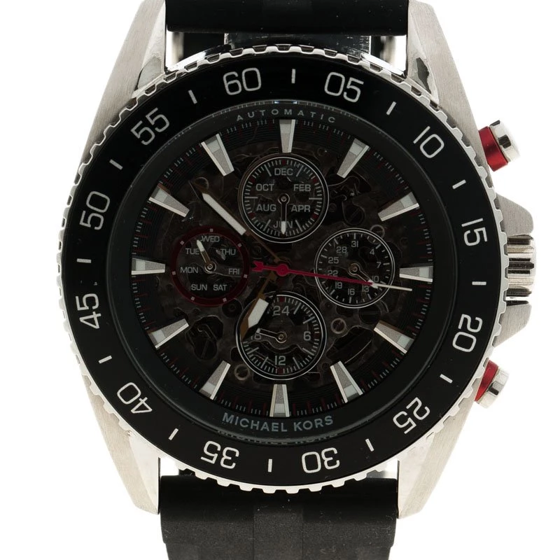 Michael Kors Micheal Kors Black Stainless Steel Jetmaster MK 9013 Skeleton Men's Wristwatch 45MM For Men - Image 3