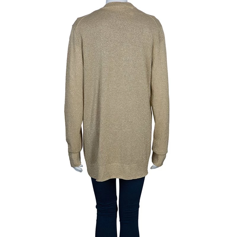 Michael Kors Gold Metallic Cardigan L For Women - Image 3