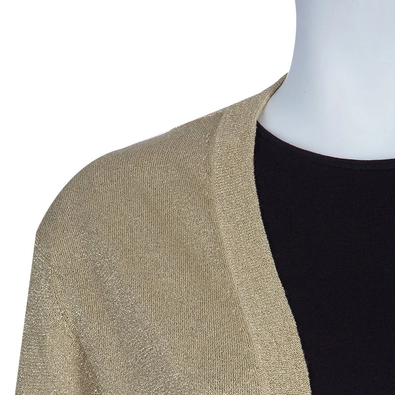 Michael Kors Gold Metallic Cardigan L For Women - Image 5