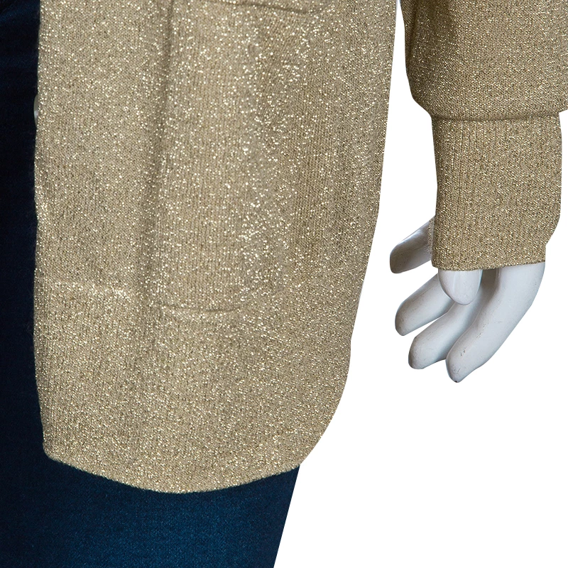 Michael Kors Gold Metallic Cardigan L For Women - Image 6