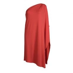 Michael Kors Red Knit Draped One Shoulder Dress S For Women