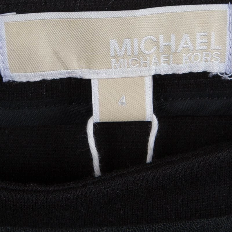 Michael Kors Black Faux Leather Panel Fitted Knee Length Skirt S For Women - Image 5