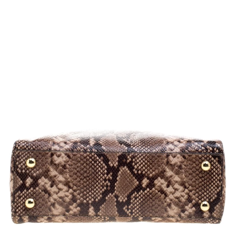 Michael Kors Beige Python Embossed Leather Cynthia Satchel For Women - Image 6