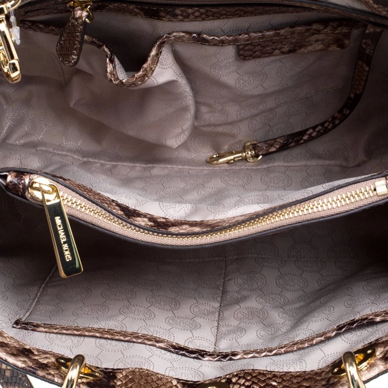 Michael Kors Beige Python Embossed Leather Cynthia Satchel For Women - Image 7