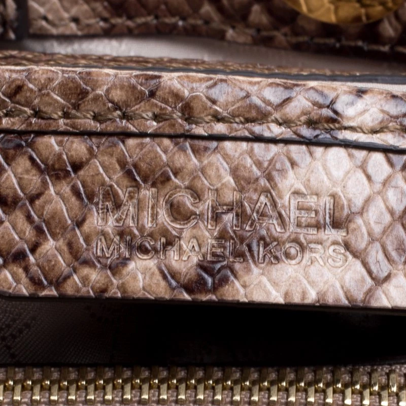Michael Kors Beige Python Embossed Leather Cynthia Satchel For Women - Image 8
