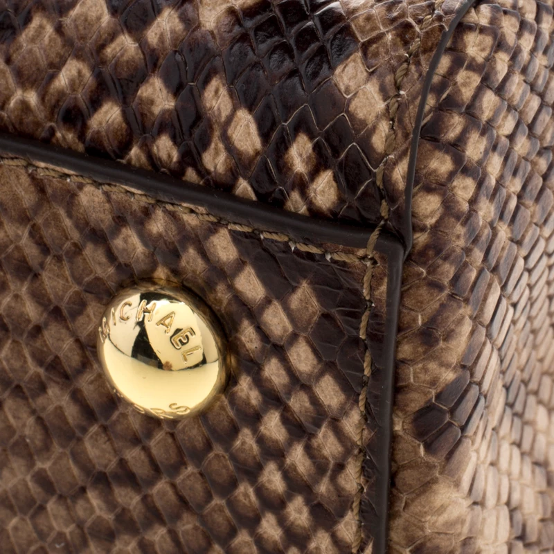 Michael Kors Beige Python Embossed Leather Cynthia Satchel For Women - Image 11