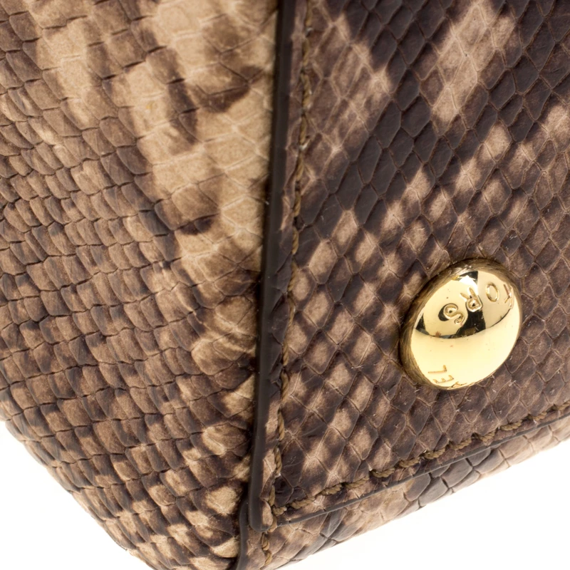 Michael Kors Beige Python Embossed Leather Cynthia Satchel For Women - Image 12