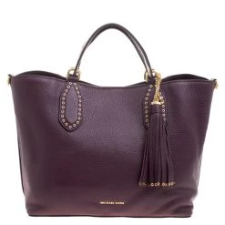 Michael Kors Purple Leather Brooklyn Tote For Women