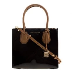 Michael Kors Black Patent Leather Mercer Tote For Women