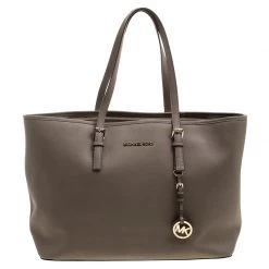 Michael Kors Khaki Leather Jet Set Tote For Women