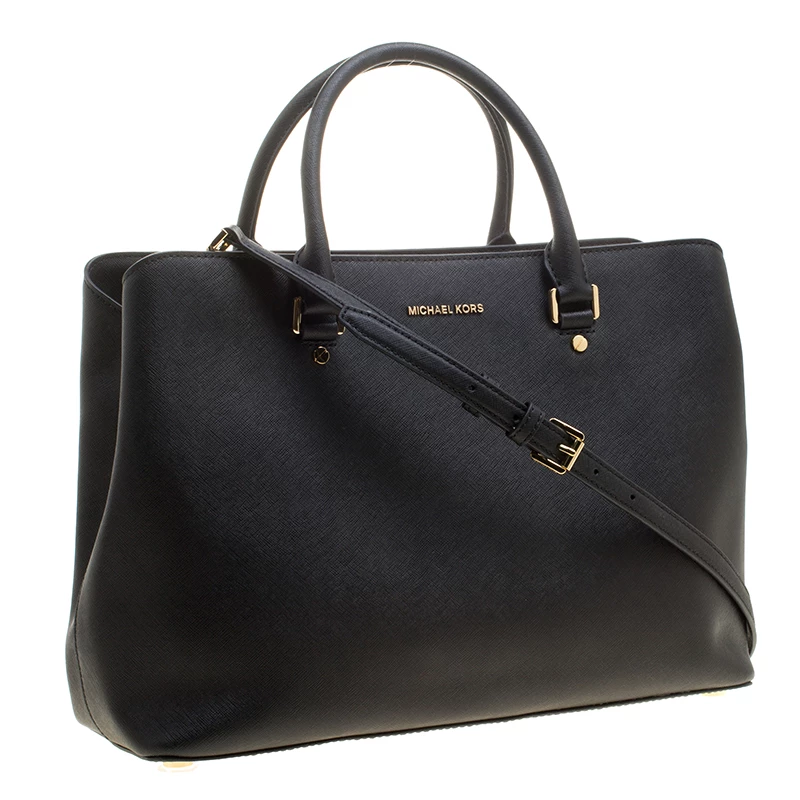 Michael Kors Black Leather XL Savannah Satchel For Women - Image 3