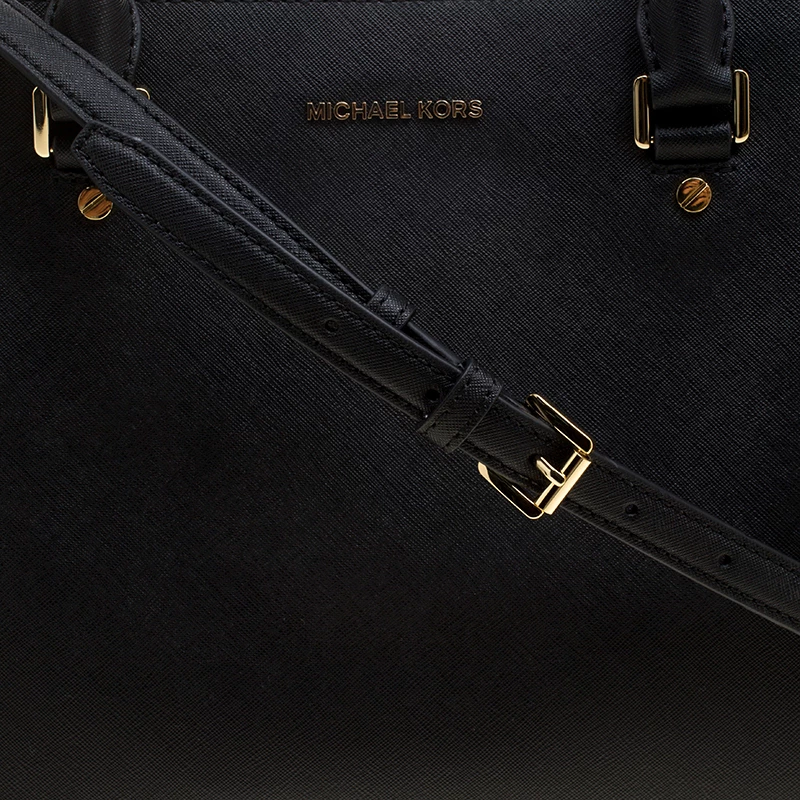 Michael Kors Black Leather XL Savannah Satchel For Women - Image 5