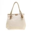 Michael Kors Off-White/Camel Canvas Shopper Tote For Women
