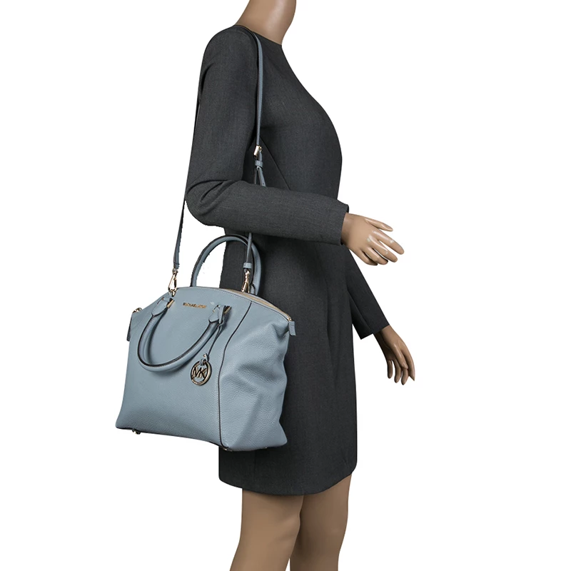 Michael Kors Dusty Blue Leather Large Riley Satchel For Women - Image 2