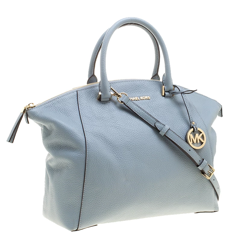Michael Kors Dusty Blue Leather Large Riley Satchel For Women - Image 3