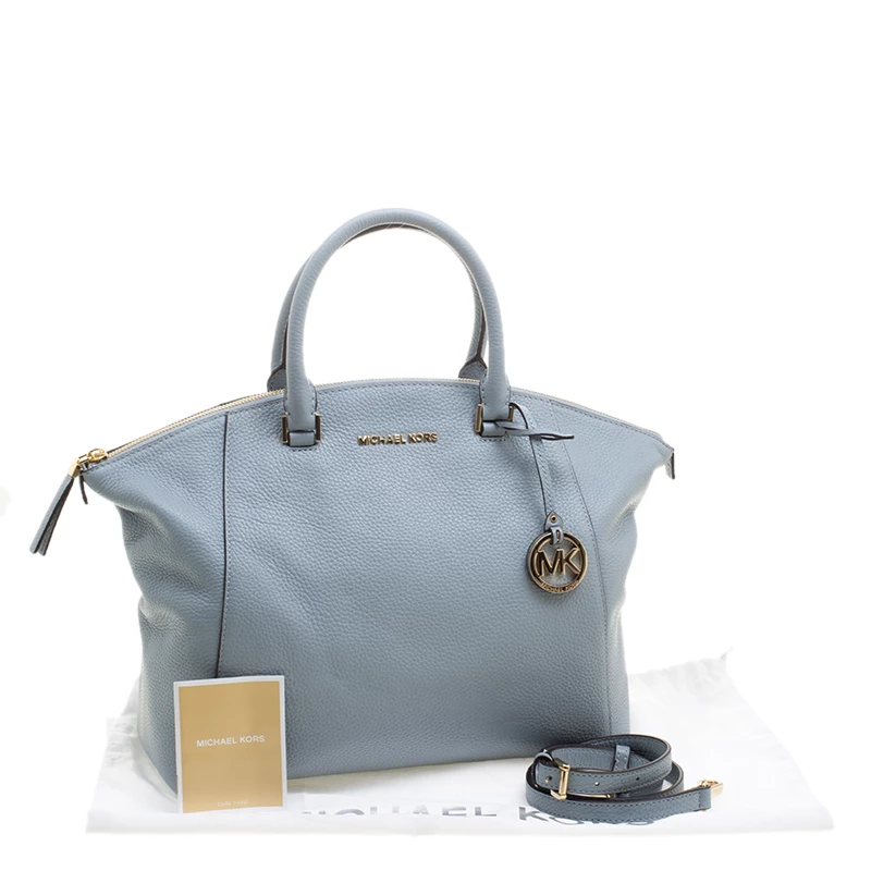 Michael Kors Dusty Blue Leather Large Riley Satchel For Women - Image 9